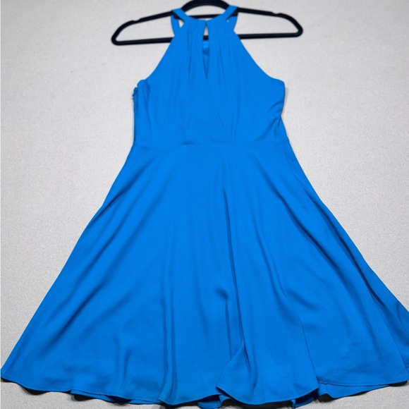 Express High Neck Fit and Flare Dress in Teal - Picture 4 of 9